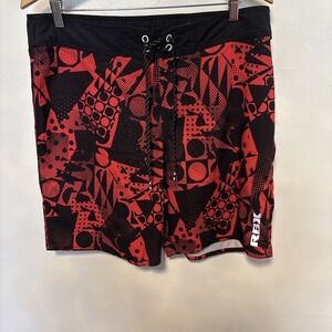 RBX Mens Large Red & Black Briefed Lined Swim Swimming Trunks New Size L